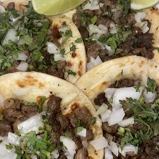 Steak Tacos on flour tortillas with everything