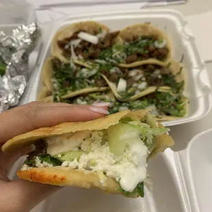 Beef gorditas, beef and crunchy intestine tacos?