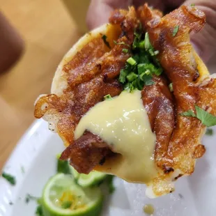 Pastor on flour  tortillas.