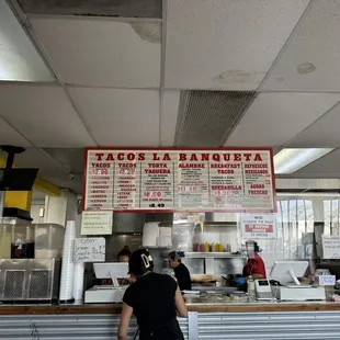 Menu and ordering counter