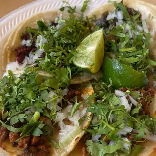 Pastor, chorizo, and tongue.