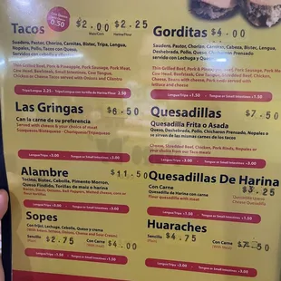 Up to date pricing and menu!