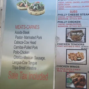 menu