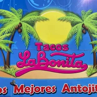 tacos la bonita sign