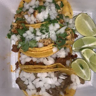 Tacos Asada, Chorizo, and Chicken