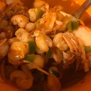 Pozole - delicious and packed with hominy and chicken!