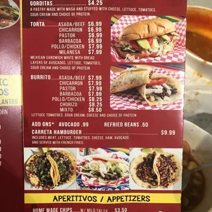 tacos, menu