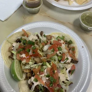 Three chipotle chicken tacos