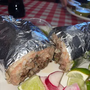 a close up of a burrito