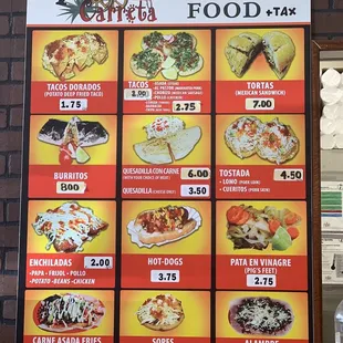 Updated menu prices.