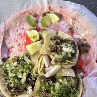 Carne Asada Tacos THIS SHIT IS SO GOOD AND SO ARE THE SAUCES