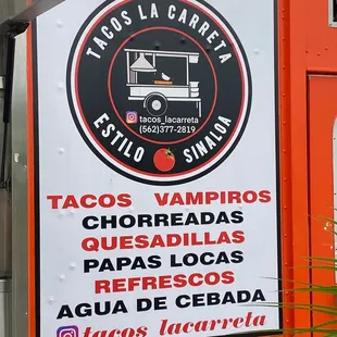 tacos la carreta sign