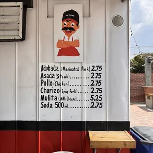 New menu prices