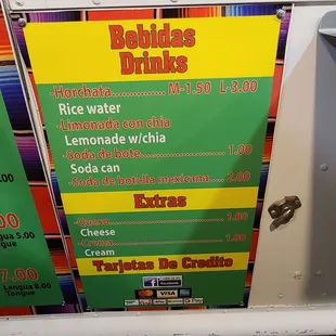 Drinks and extras, plastic accepted