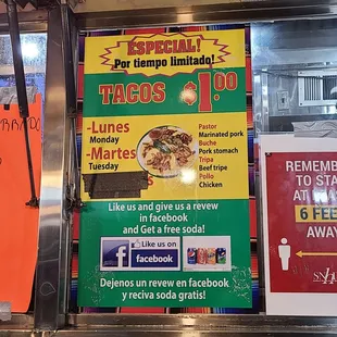 Mondays and Tuesdays,  select tacos are only a dollar!