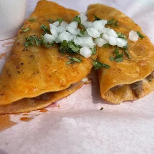 Burria tacos, fried and with a consommé dip, these were delicious! Order as a plate or one at a time.