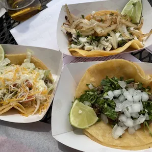 I ordered several individual tacos: Gringo, Street, and Nancy's tacos