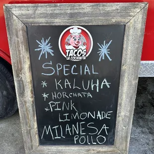 Specials menu