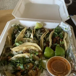 3 al pastor 3 carne asada and 2 chicken