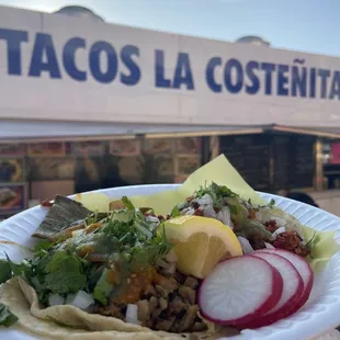 Tacos infront of the stand