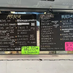 menus and prices