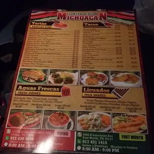the menu