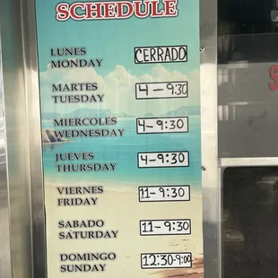 Hours / Schedule