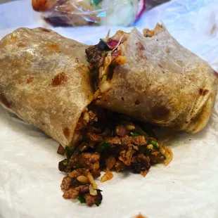 Crane asada burrito
