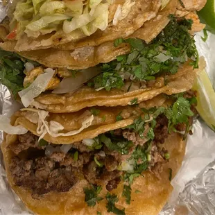 Fish, chicken and beef taco