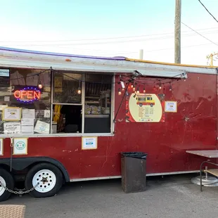 In the marathon gas station parking lot