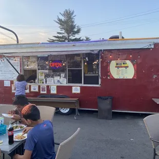 people eating outside