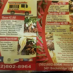 Standard menu but don't forget to check out their specials!