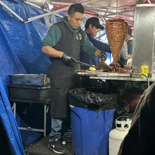 a man preparing food
