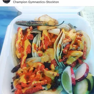 Hot Cheetos tacos yummy.