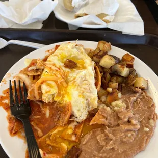 Chiliquiles and breakfast burrito