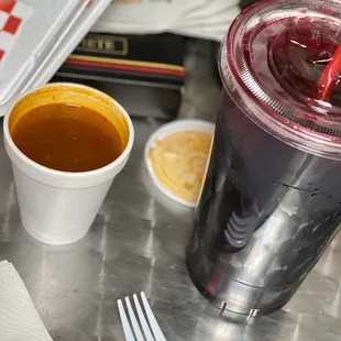 a hot dog and a drink