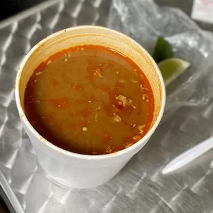 a cup of chili sauce