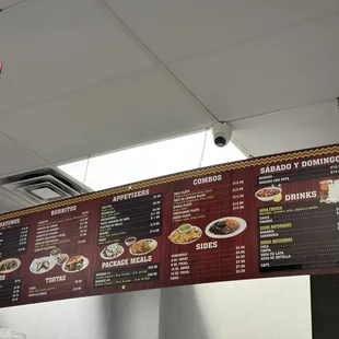 the menu of the restaurant