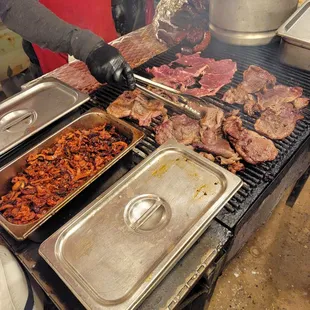Carne asada over lump charcoal