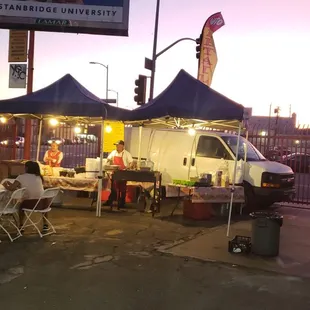 a tacos la poblana in the evening