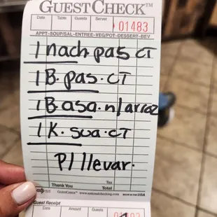 CT - Con todo (w/everything) Pas - Al pastor Sua - Suadero P llevar - to-go