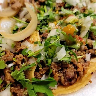 a close up of a taco