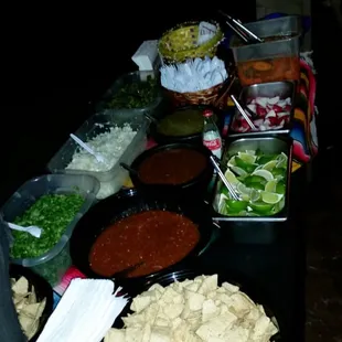 The condiment set up