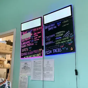 menus on the wall