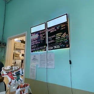 menus on the wall