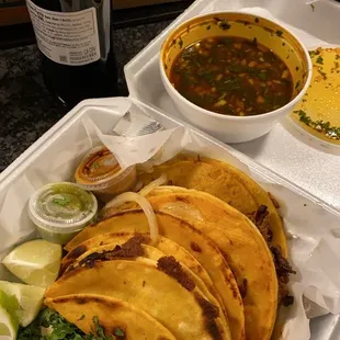 Tacos de Barbacoa a la Plancha / BIRRIA with cheese and a side of consomè