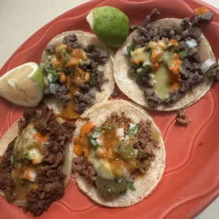 Asada, Chorizo, Alpastor Tacos