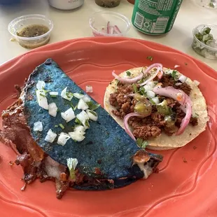 Chorizo taco and quesa birria :)