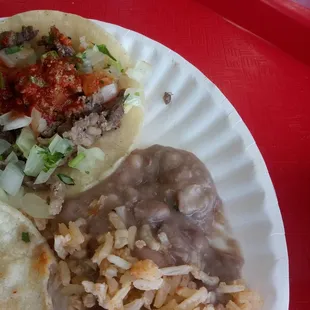 Asada taco rice and beans