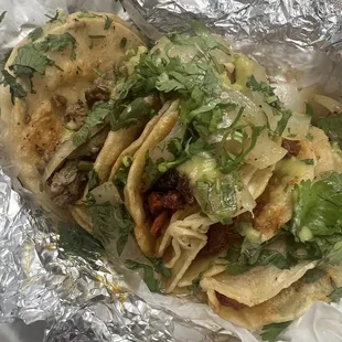 Pastor and fajita tacos